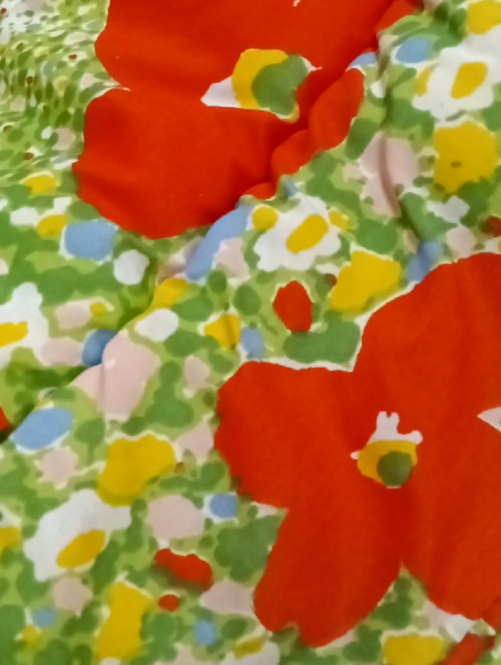 Vintage 70s Burlington Domestics Floral Red Poppy Print Comforter